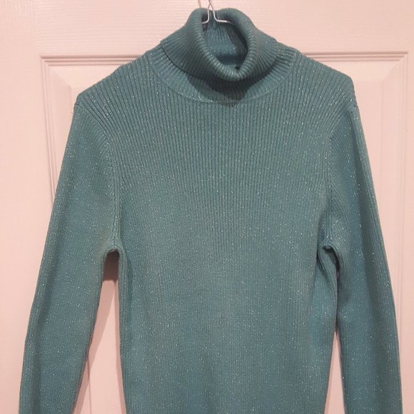 New York & Company Sweaters - New York and & Company sparkly winter mint green turtleneck warm sweater XL